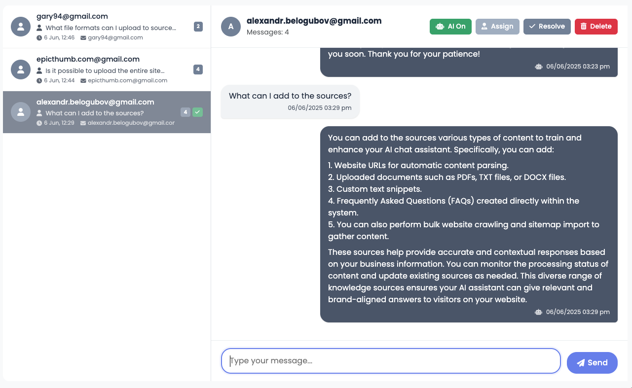 Conversations Dashboard